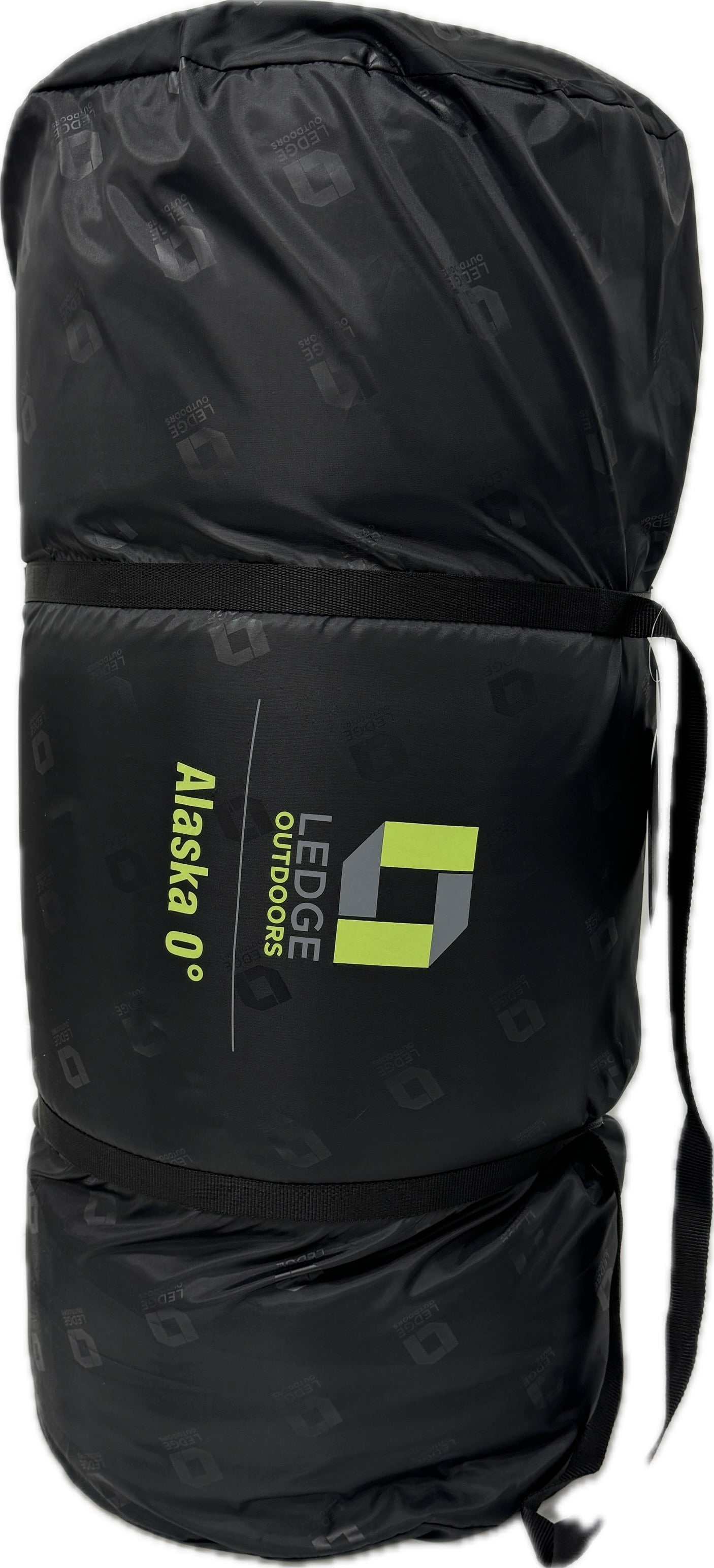 Ledge_Alaska_0_black_carry_duffle_bag_with_Ledge_Outdoors_logo_standing_upright