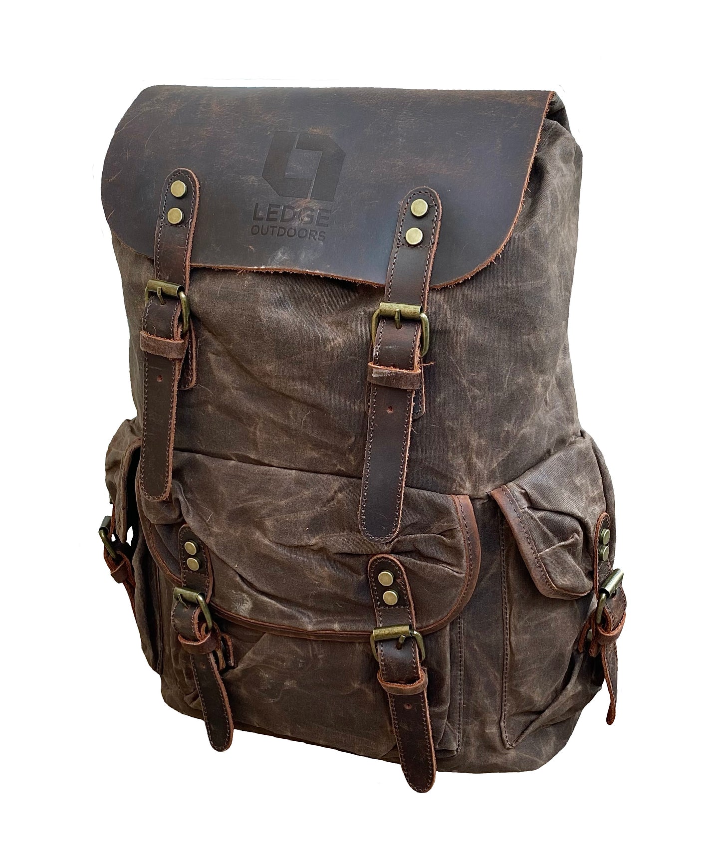 Diamond J Leather and Wax Canvas Backpack