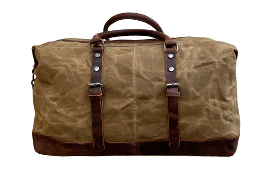 Leather and Wax Canvas Travel Duffle